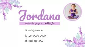 Cartão de Visita Yoga e Meditação Floral Aquarela para Editar
