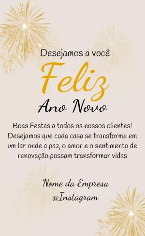 Cartão de Ano Novo Empresarial com Fogos para Editar Online
