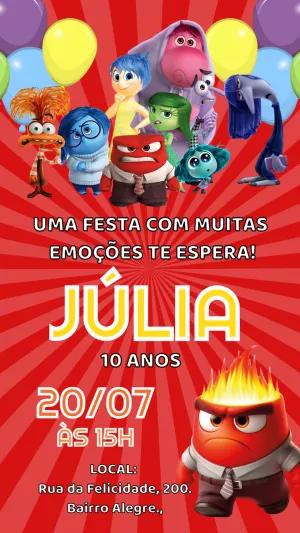 Convite de Aniversário Divertida Mente 2 para Editar Online