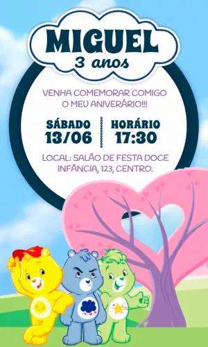 Convite Aniversário Ursinhos Carinhosos para Editar Online