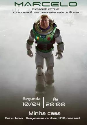 Convite de Aniversário Buzz Lightyear Missão Estelar Editável
