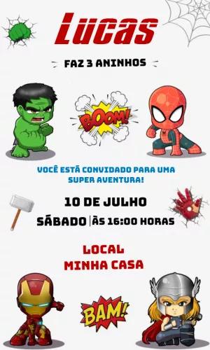 Convite Aniversário Vingadores Cute para Editar Online