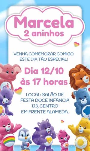 Convite Aniversário Ursinhos Carinhosos para Editar Online
