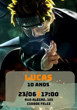 Convite de Aniversário Naruto para Editar Online e Imprimir