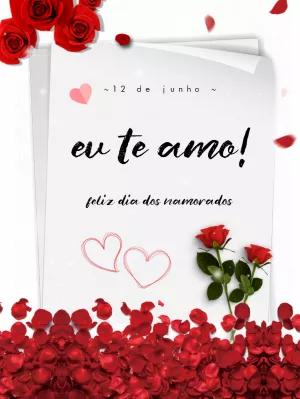 Cartão Romântico de Dia dos Namorados com Rosas para Editar