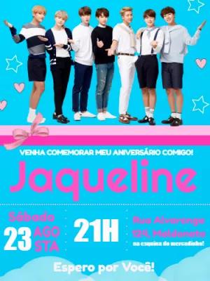 Convite de Aniversário BTS para Editar e Imprimir
