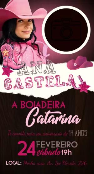 Convite de Aniversário Ana Castela com Foto para Editar Online