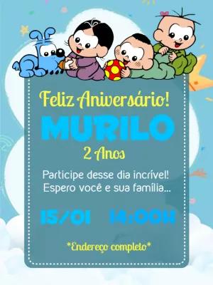 Convite de Aniversário Turma da Mônica Bebê para Editar Online