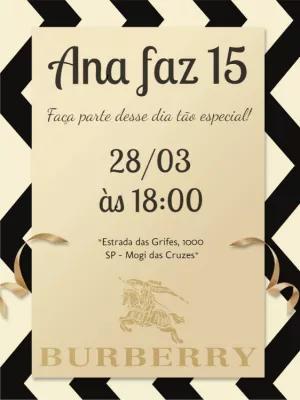 Convite Aniversário Estilo Grife Clássica para Editar Online