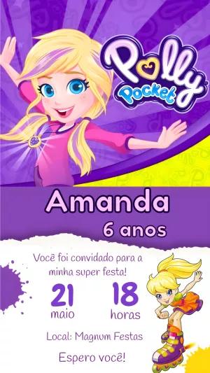 Convite de Aniversário Polly Pocket para Editar Online