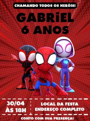 Convite Aniversário Spidey e Amigos para Editar Online