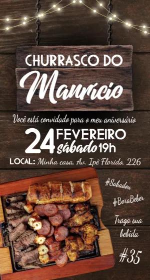 Convite de Aniversário Churrasco Rústico para Editar Online