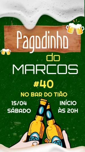 Convite de Aniversário Tema Boteco e Pagode para Editar Online