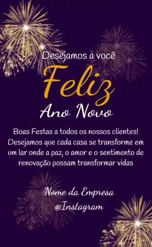 Cartão de Ano Novo Empresarial com Fogos para Editar Online