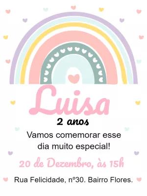 Convite de Aniversário Arco Íris Boho para Editar Online