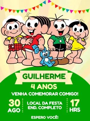 Convite de Aniversário Turma da Mônica para Editar Online