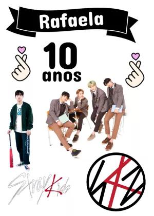 Topo de Bolo Stray Kids para Festa de Aniversário Editável