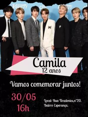 Convite de Aniversário BTS para Editar e Enviar Online