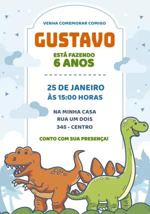Convite de Aniversário Dinossauros Infantil para Editar Online