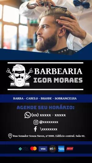 Cartão de Visita Barbearia Moderno para Editar Online