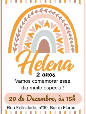 Convite de Aniversário Arco Íris Boho para Editar Online