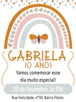 Convite de Aniversário Arco Íris Boho para Editar Online