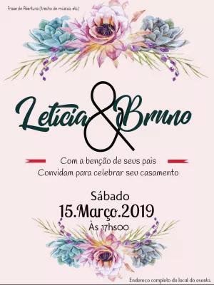 Convite de Casamento Floral com Suculentas para Editar Online