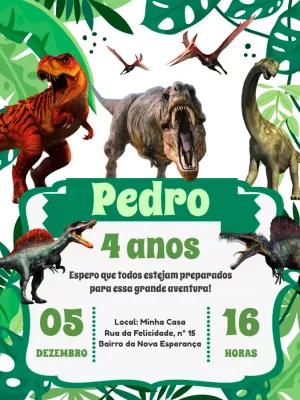 Convite de Aniversário Dinossauros Jurassic Park para Editar