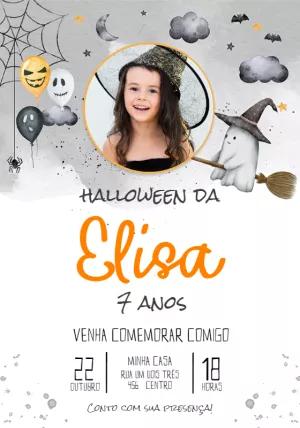 Convite Aniversário Halloween com Foto para Editar Online