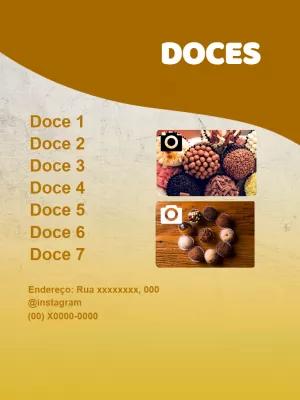 Cardápio de Doces Editável com Fotos para Postar