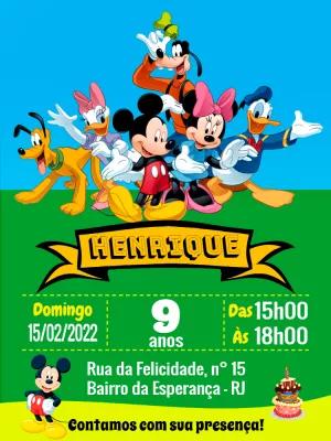 Convite Aniversário Turma do Mickey para Editar Online