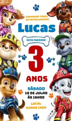 Convite Patrulha Canina para Aniversário Infantil Editável Online
