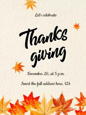 Editable Thanksgiving Invitation with Autumn Leaves