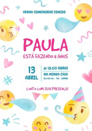 Convite de Aniversário Emojis Fofos para Editar Online