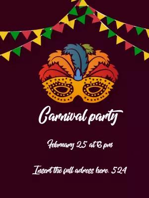 Carnival Party Invitation with Festive Mask Editable Online