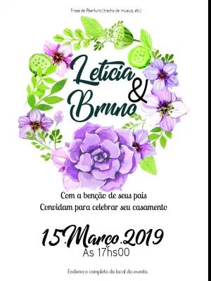 Convite de Casamento Floral com Suculentas para Editar Online