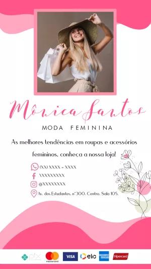 Cartão de Visita Moda Feminina Editável para Imprimir