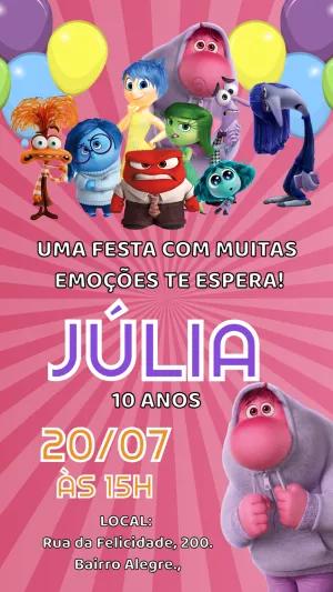 Convite de Aniversário Divertida Mente 2 Editável Online