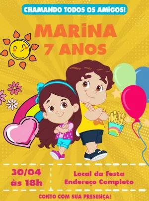 Convite de Aniversário Maria Clara e JP Editável Online