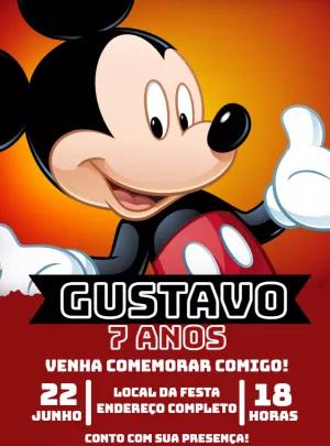 Convite de Aniversário Mickey Mouse para Editar Online