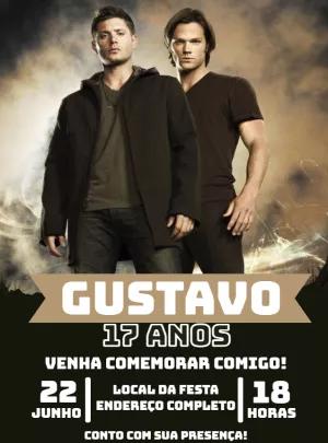Convite Aniversário Supernatural Irmãos Winchester para Editar