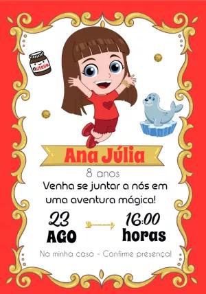 Convite Aniversário Gi os Aventureiros para Editar Online