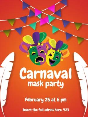Carnival Mask Party Invitation to Edit Online