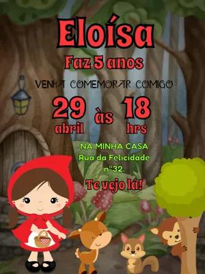 Convite Aniversário Chapeuzinho Vermelho para Editar Online