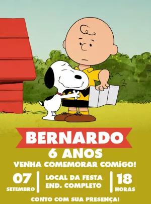 Convite de Aniversário Snoopy e Charlie Brown para Editar Online