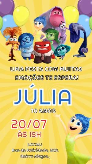 Convite de Aniversário Divertida Mente 2 para Editar Online