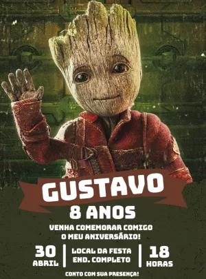 Convite de Aniversário Baby Groot para Editar Online