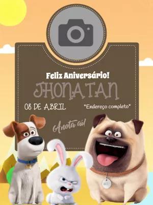 Convite Aniversário Pets com Foto para Editar Online
