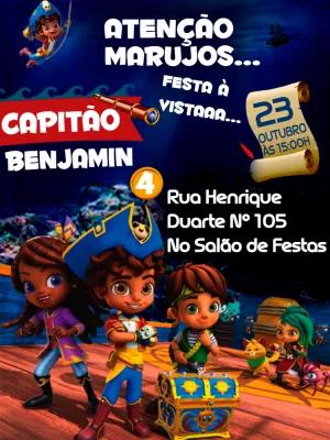 Convite de Aniversário Santiago dos Mares para Editar Online