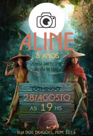 Convite Aniversário Raya com Foto para Editar Online